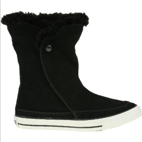 NIB Converse Chuck Taylor All Star Beverly Mid Boots Black Fur Classic Sneaker 6 - Picture 3 of 8